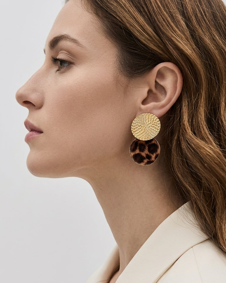 Pendientes largos con estampado de Leopardo